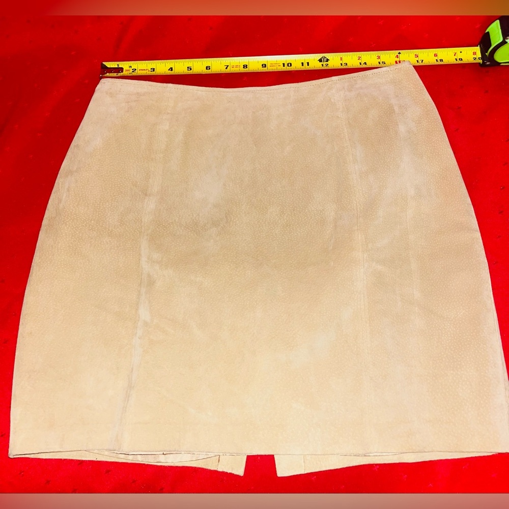 Sonoma Beige Mini Suede Skirt, 100% leather